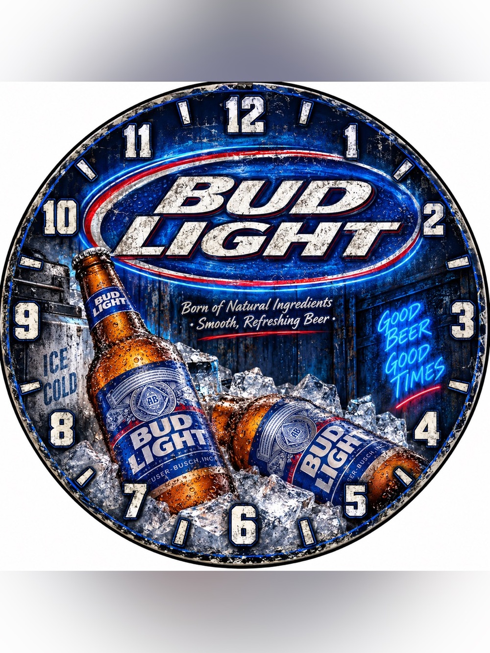 Bud Light Retro Advertisement Wall Clock - Blue